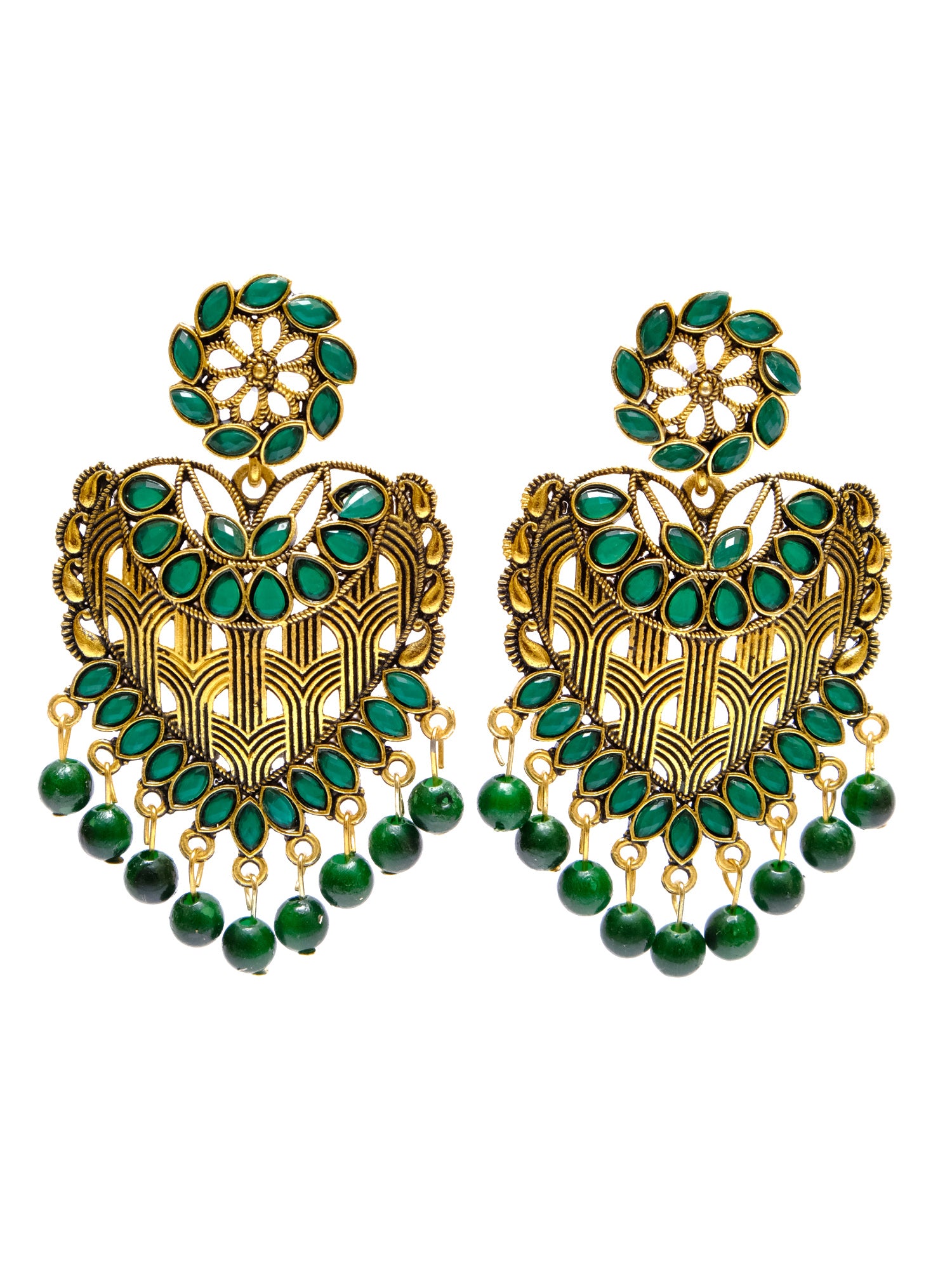 Gold Plated crystal studded Heart  Dangler Earrings for Women