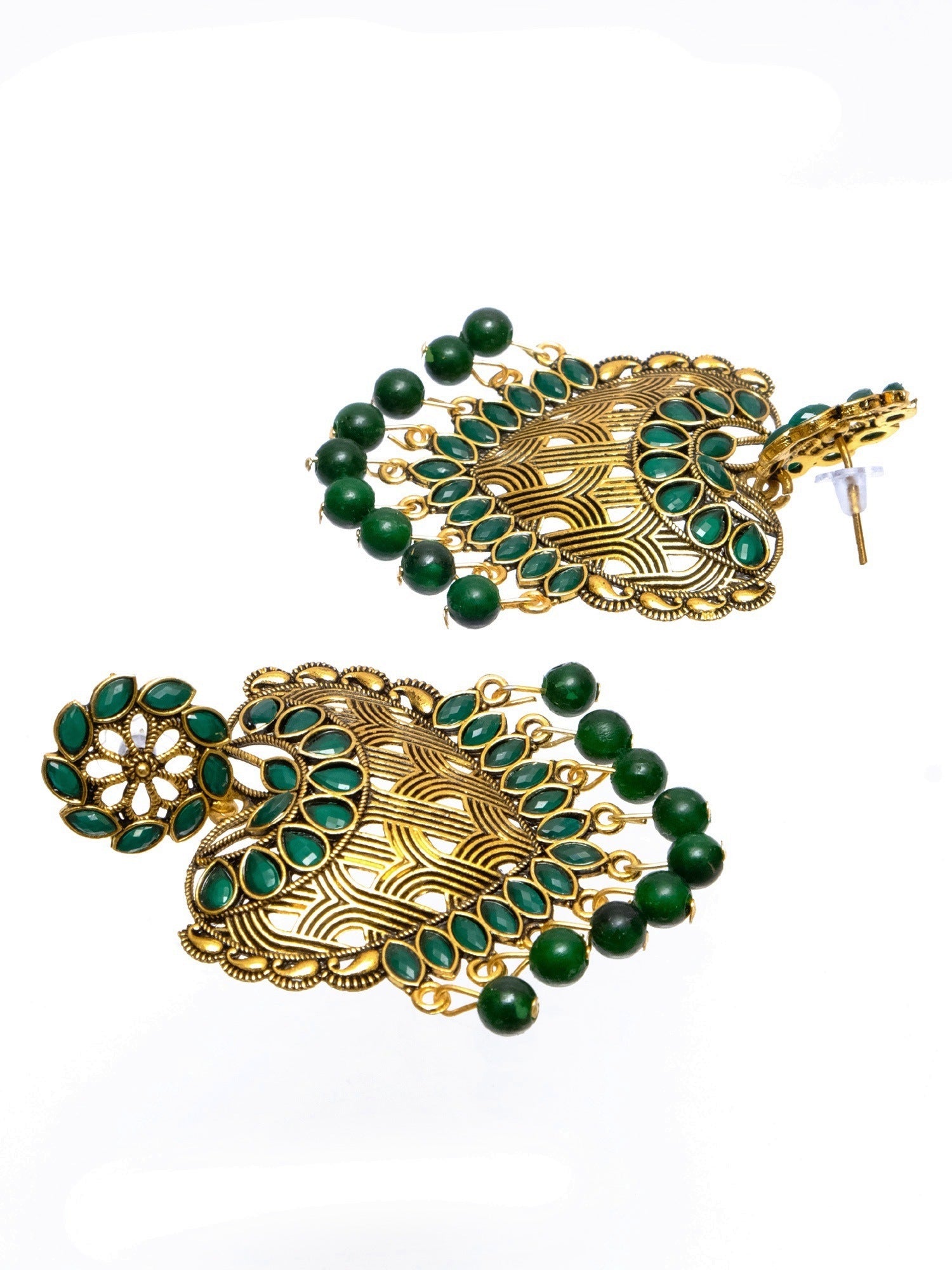 Gold Plated crystal studded Heart  Dangler Earrings for Women