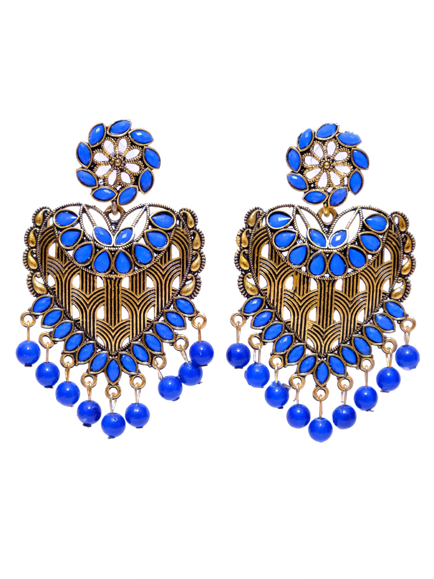 Gold Plated crystal studded Heart  Dangler Earrings for Women