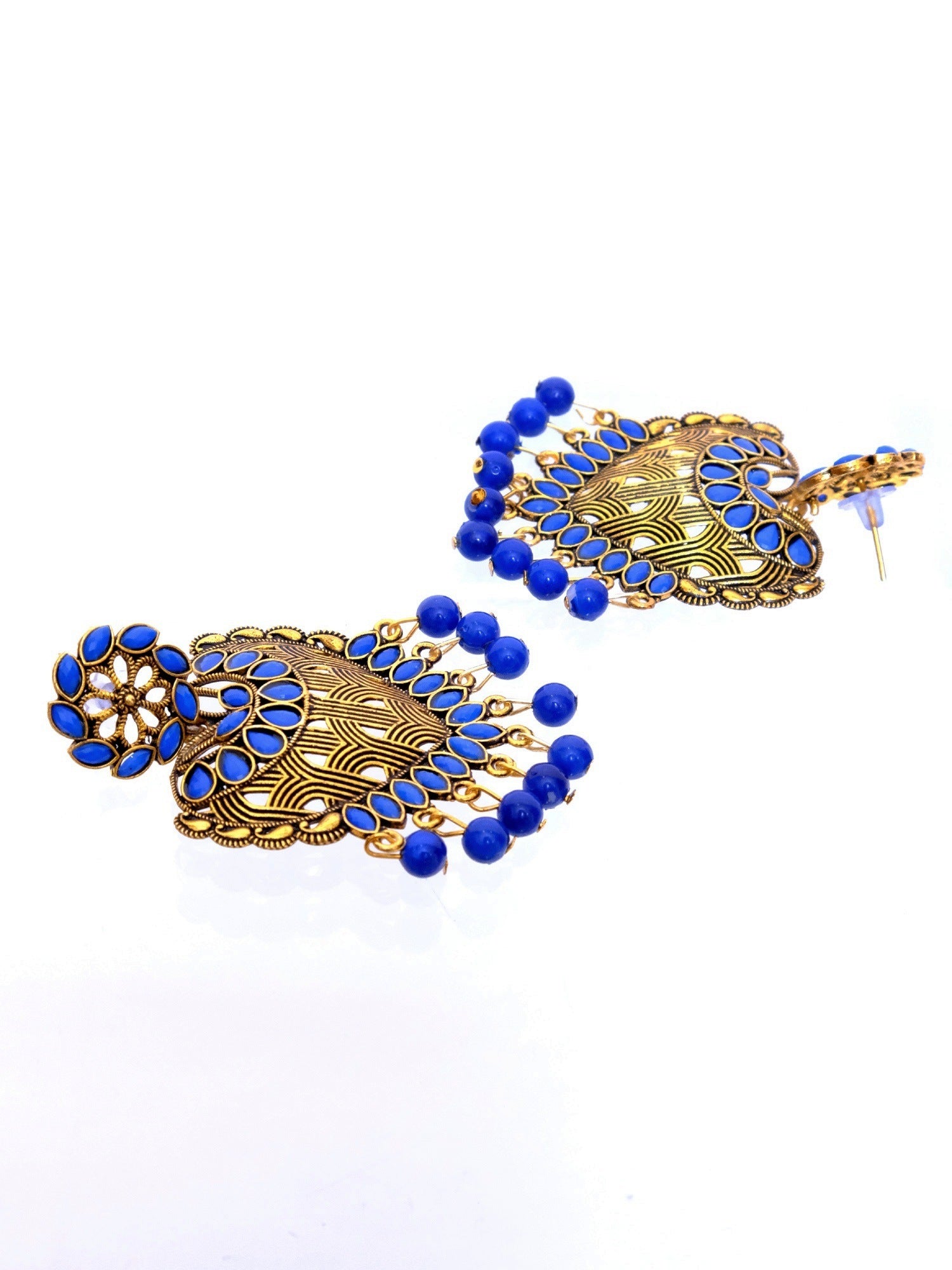 Gold Plated crystal studded Heart  Dangler Earrings for Women