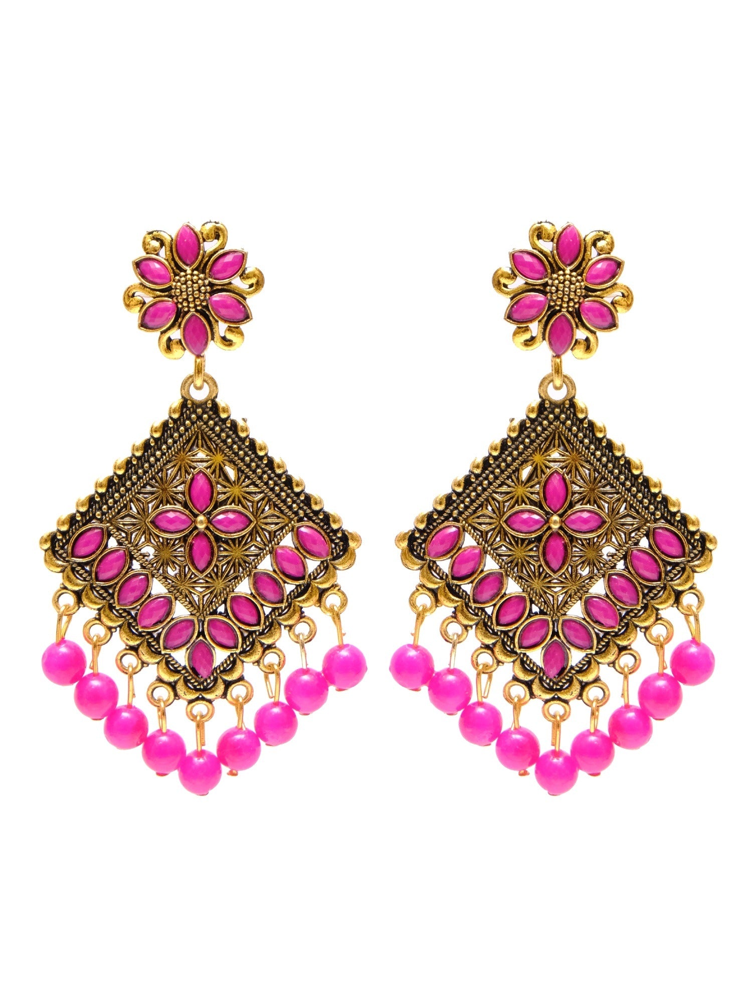 Be Unique With Bold & Beautiful 'Golden Flower' Alloy Drop & Dangler Earrings