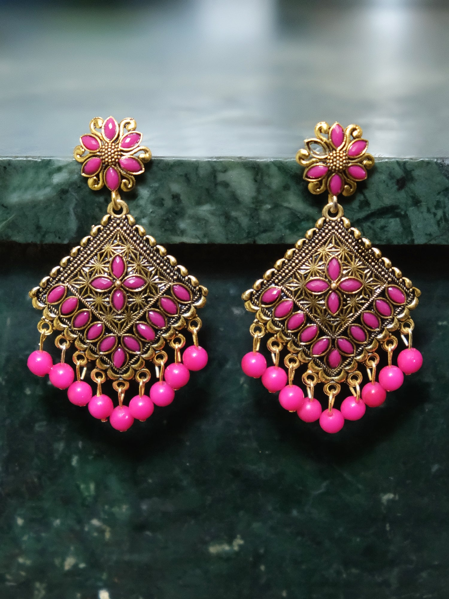 Be Unique With Bold & Beautiful 'Golden Flower' Alloy Drop & Dangler Earrings