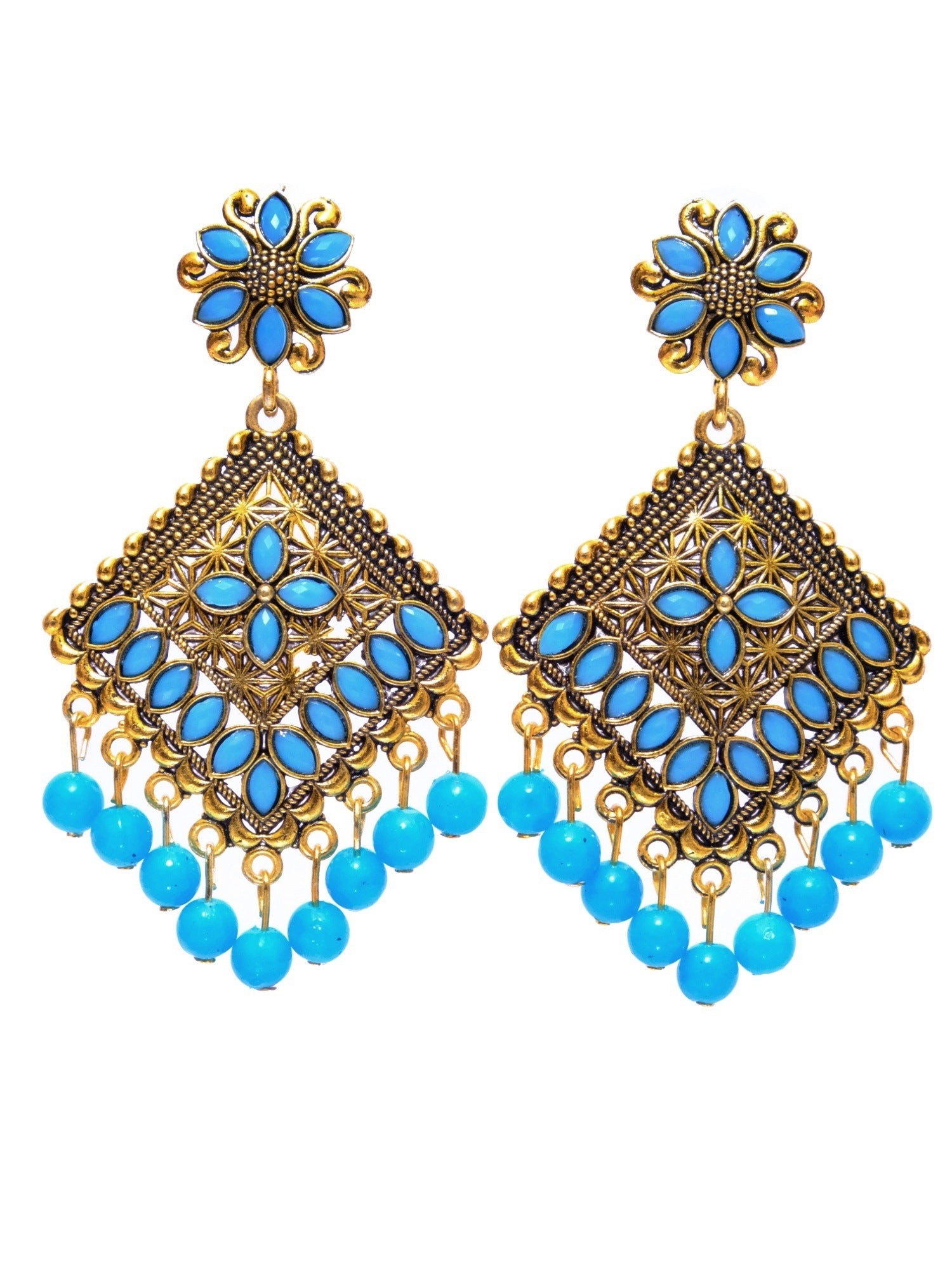 Be Unique With Bold & Beautiful 'Golden Flower' Alloy Drop & Dangler Earrings