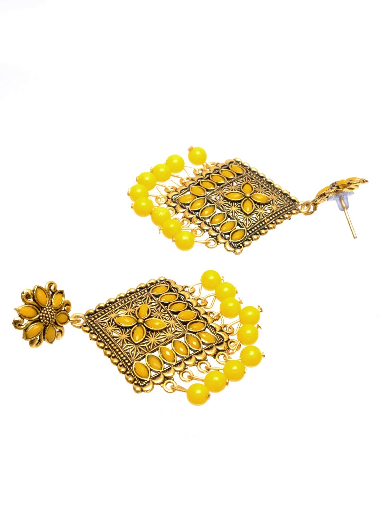 Be Unique With Bold & Beautiful 'Golden Flower' Alloy Drop & Dangler Earrings