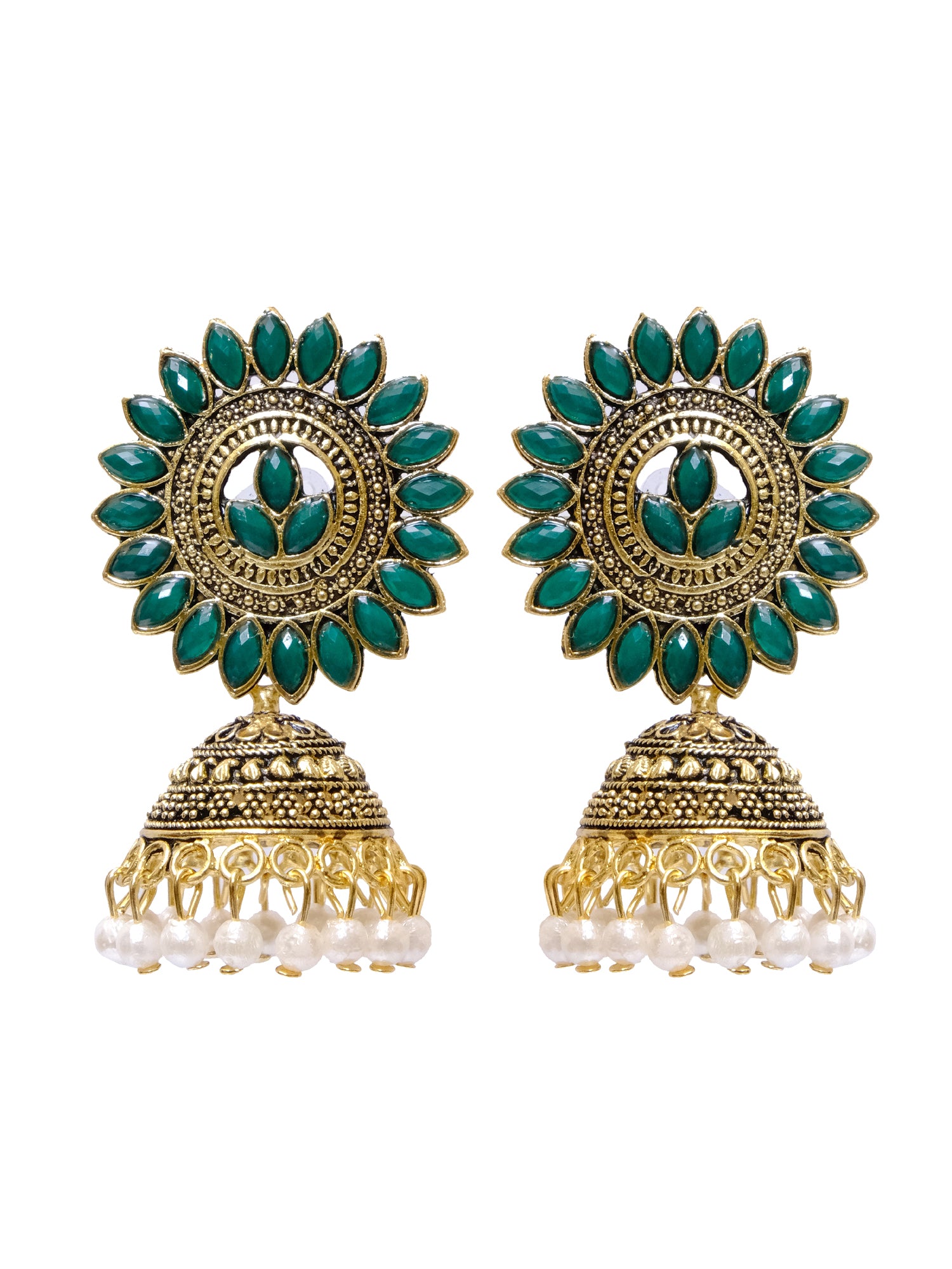 Antique Gold Leaf Jhumka Earrings for Trendy Women