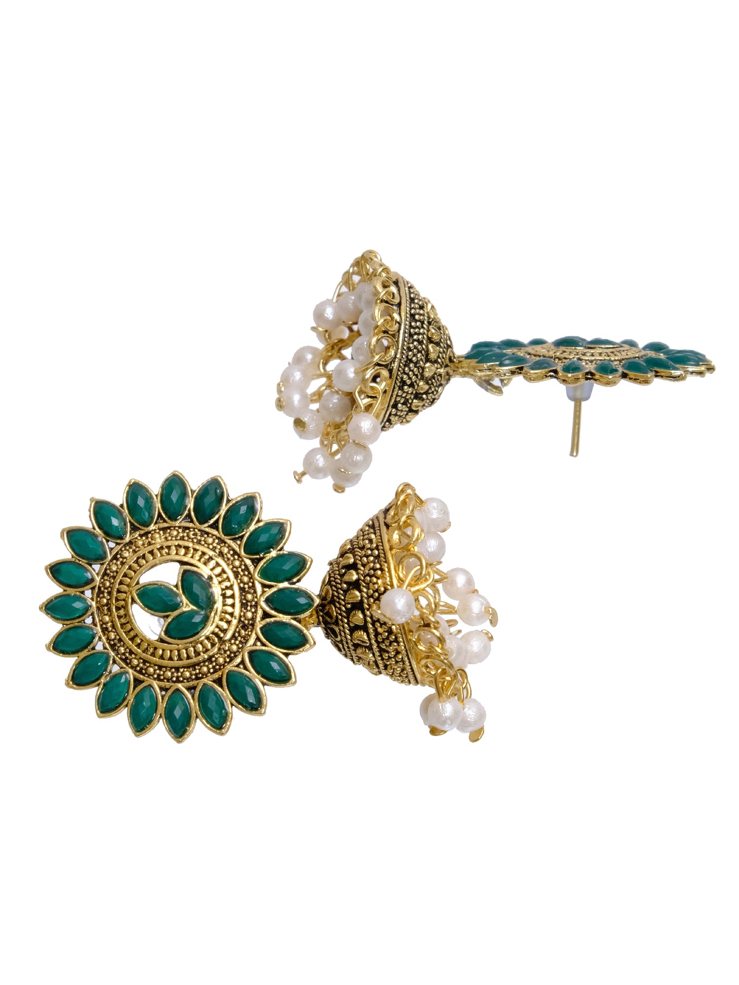 Antique Gold Leaf Jhumka Earrings for Trendy Women