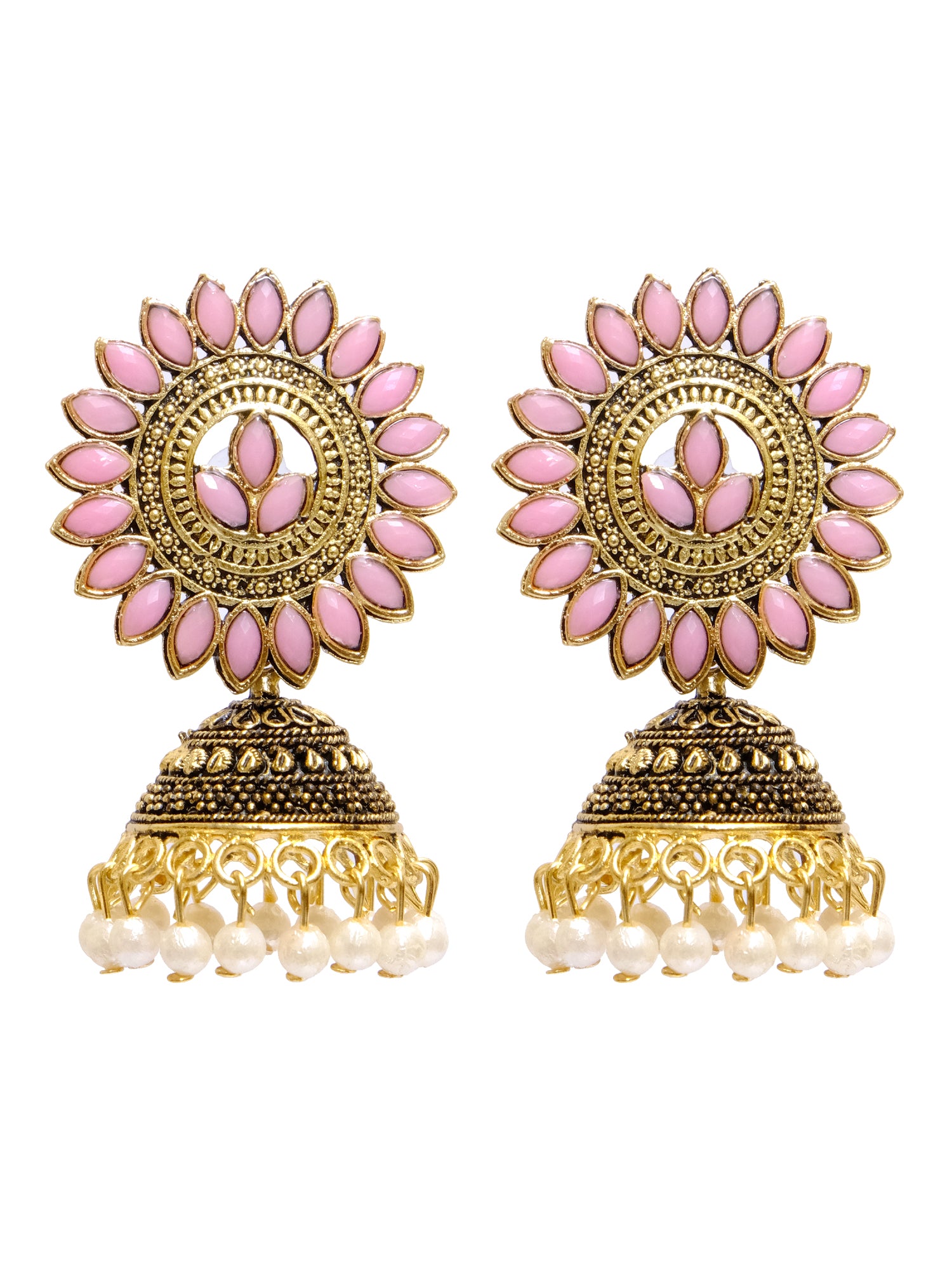 Antique Gold Leaf Jhumka Earrings for Trendy Women