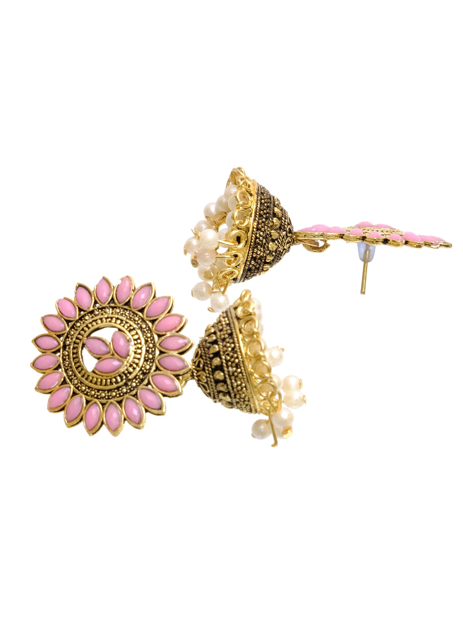 Antique Gold Leaf Jhumka Earrings for Trendy Women