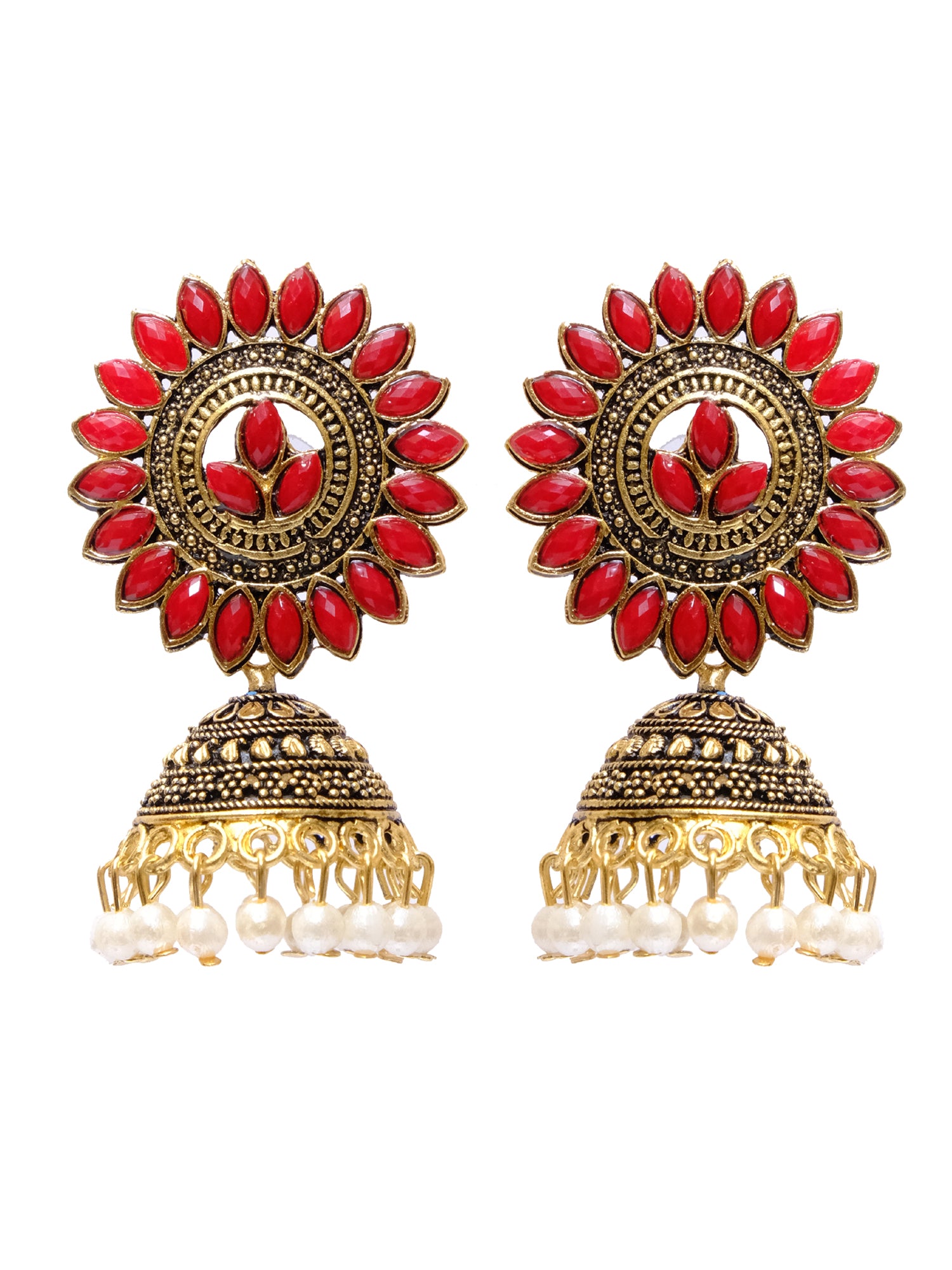 Antique Gold Leaf Jhumka Earrings for Trendy Women