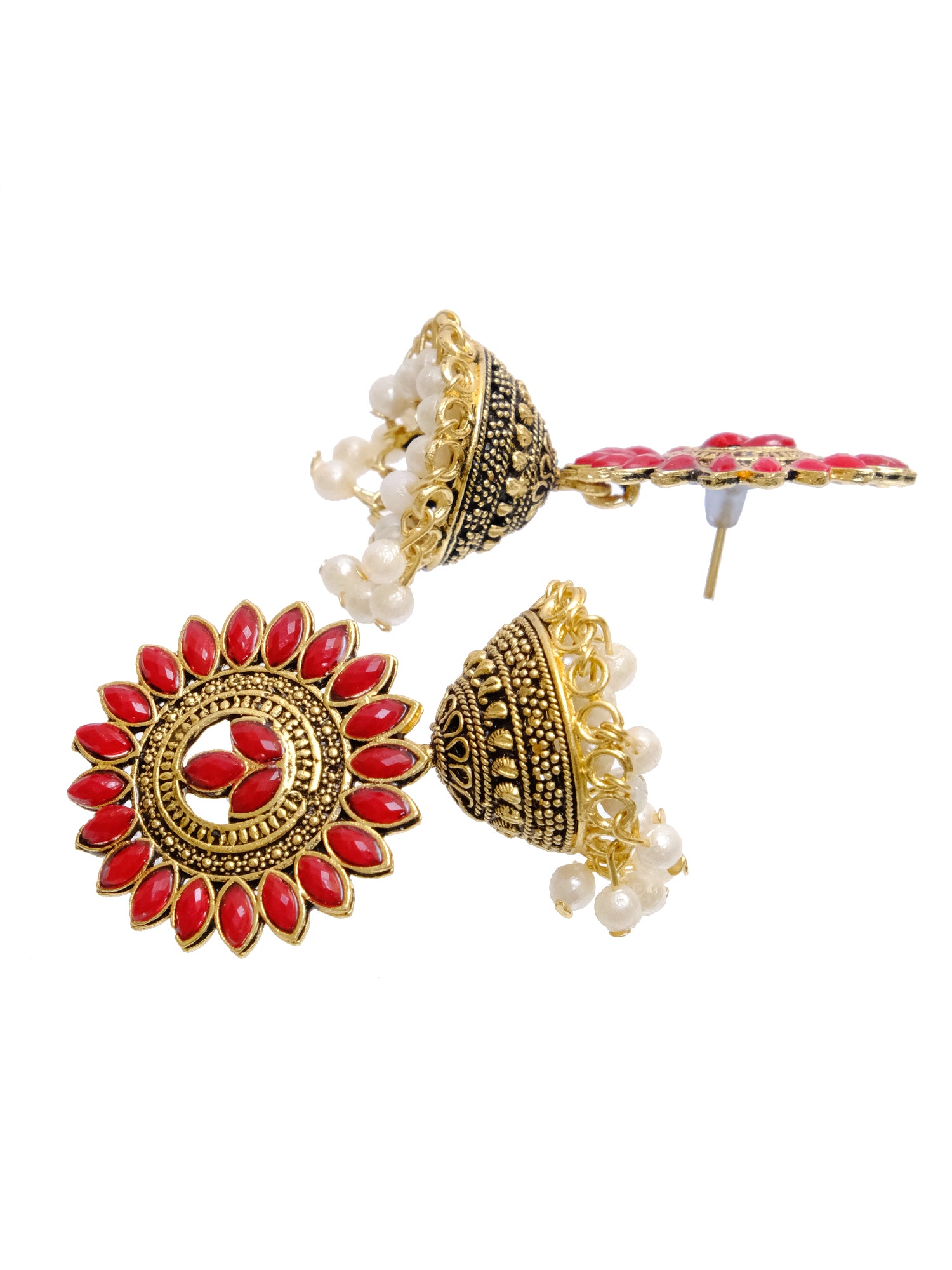 Antique Gold Leaf Jhumka Earrings for Trendy Women
