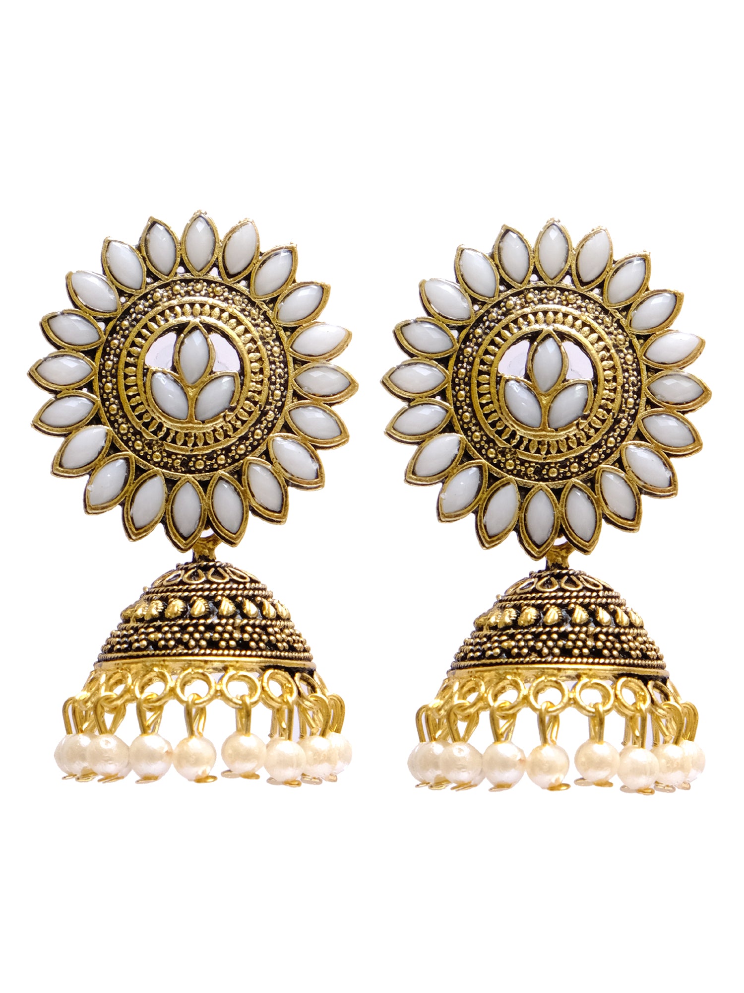 Antique Gold Leaf Jhumka Earrings for Trendy Women