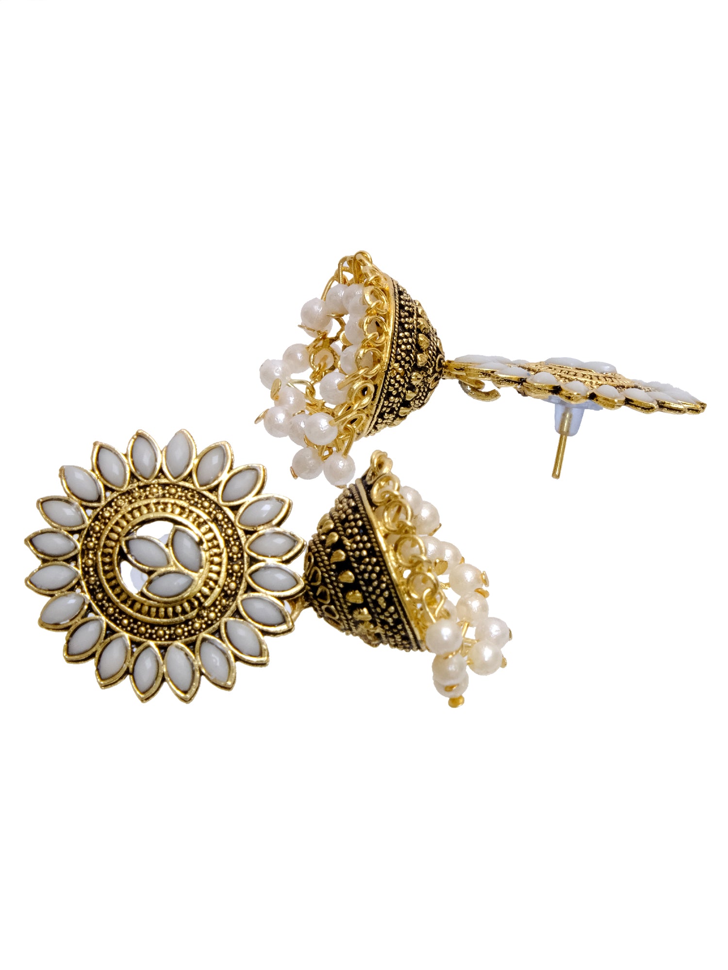 Antique Gold Leaf Jhumka Earrings for Trendy Women