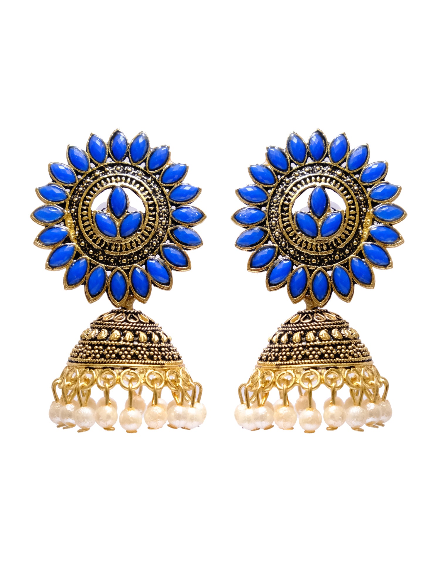 Antique Gold Leaf Jhumka Earrings for Trendy Women