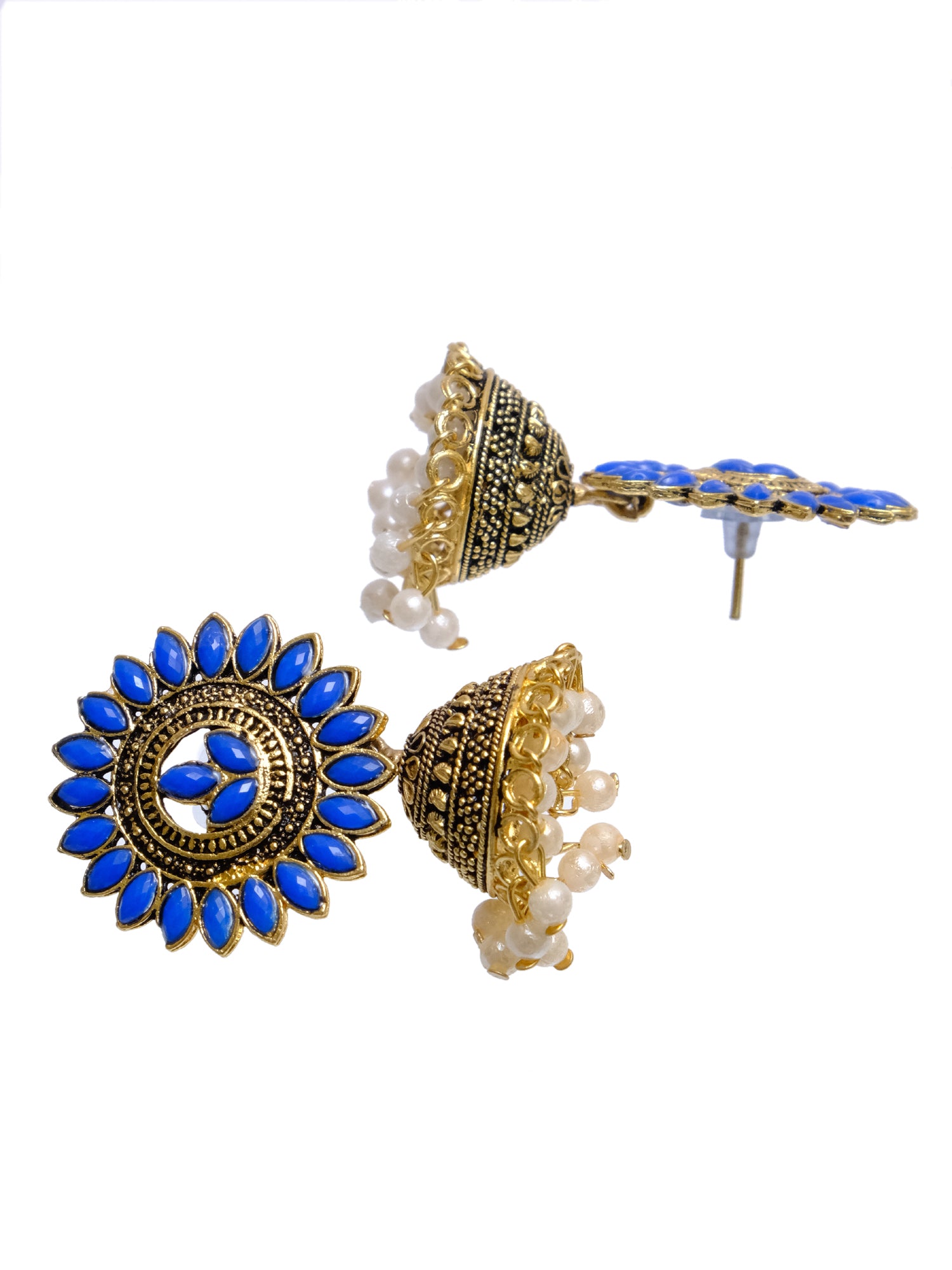 Antique Gold Leaf Jhumka Earrings for Trendy Women