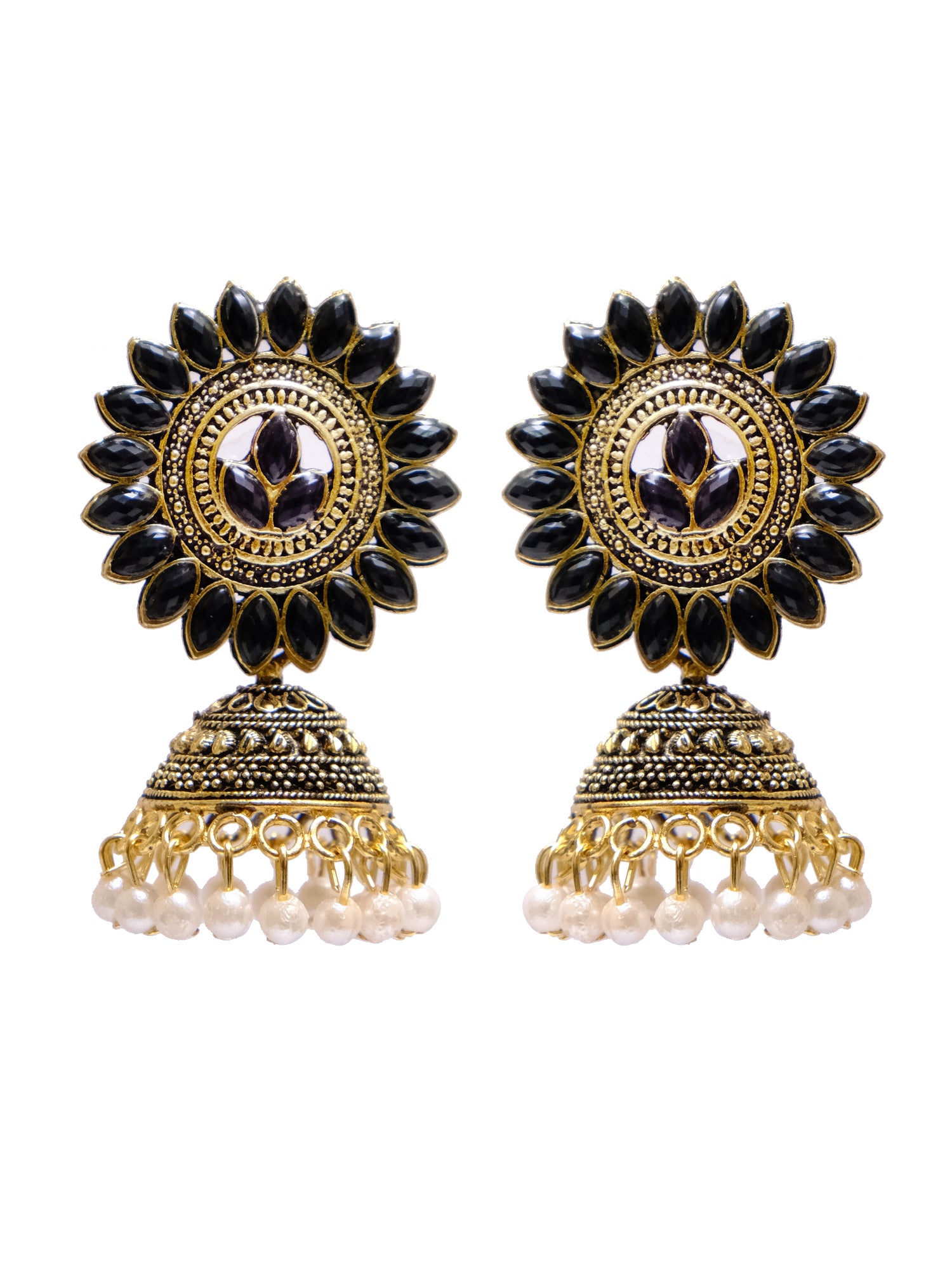 Antique Gold Leaf Jhumka Earrings for Trendy Women