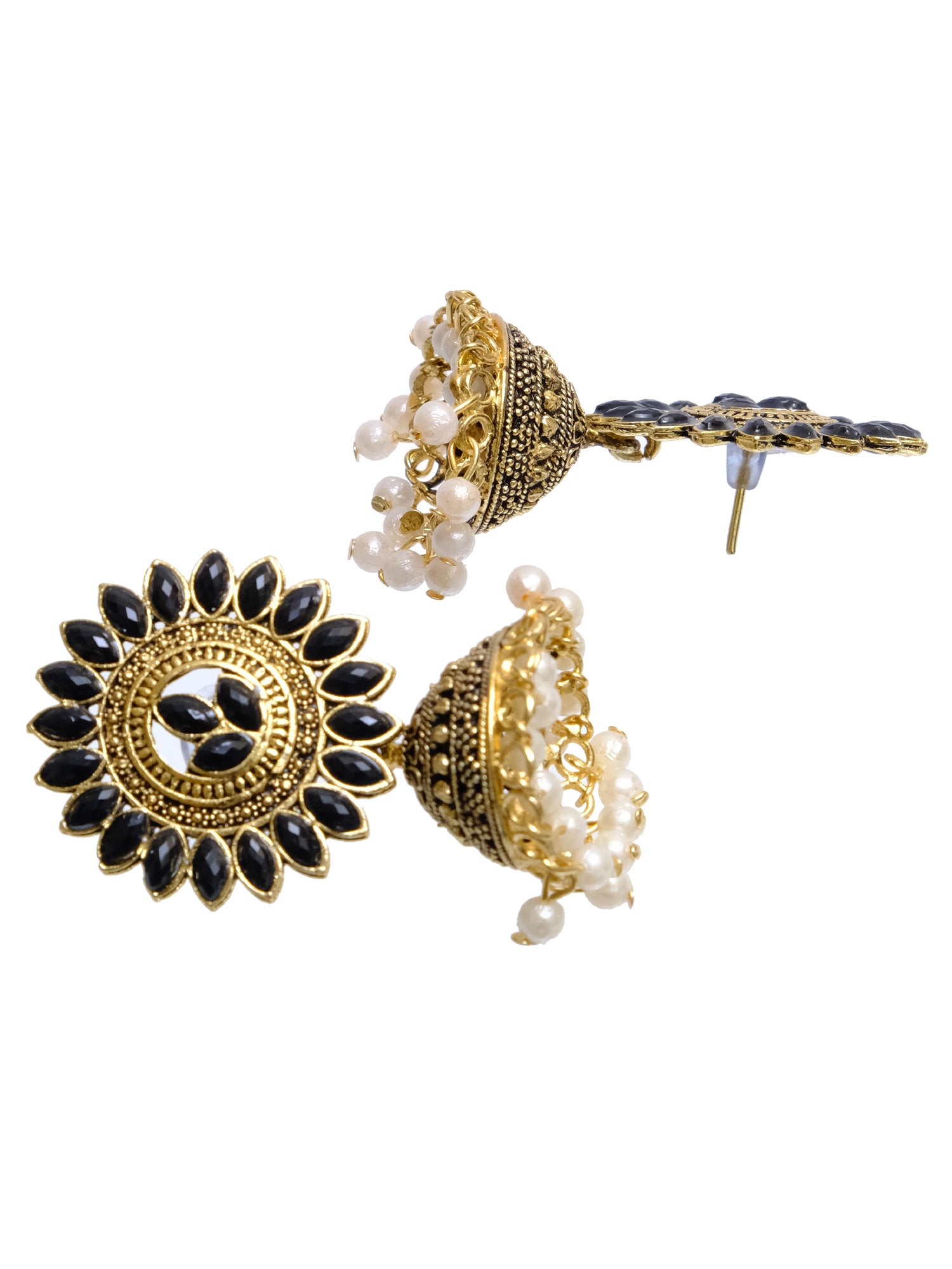 Antique Gold Leaf Jhumka Earrings for Trendy Women