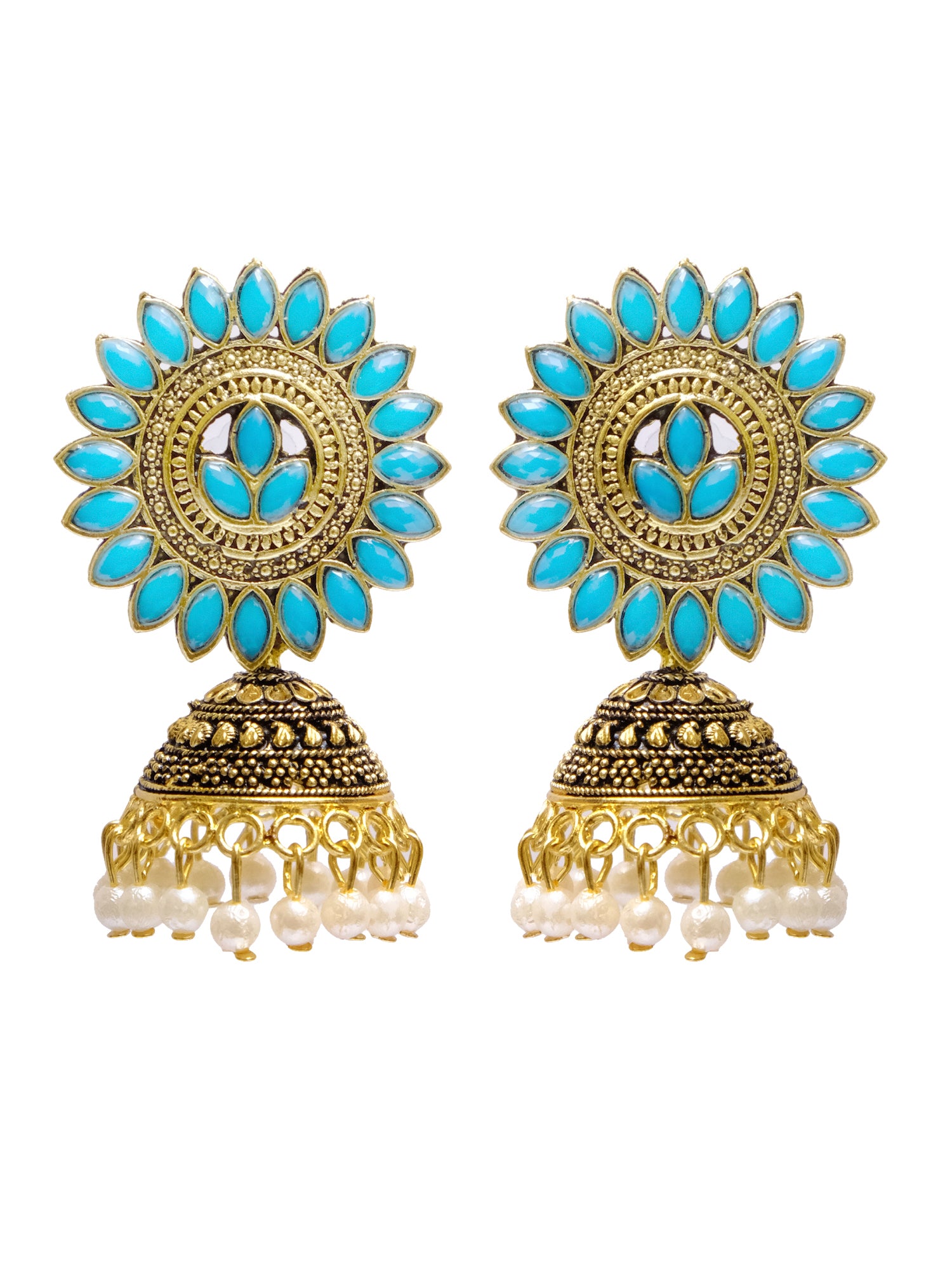 Antique Gold Leaf Jhumka Earrings for Trendy Women