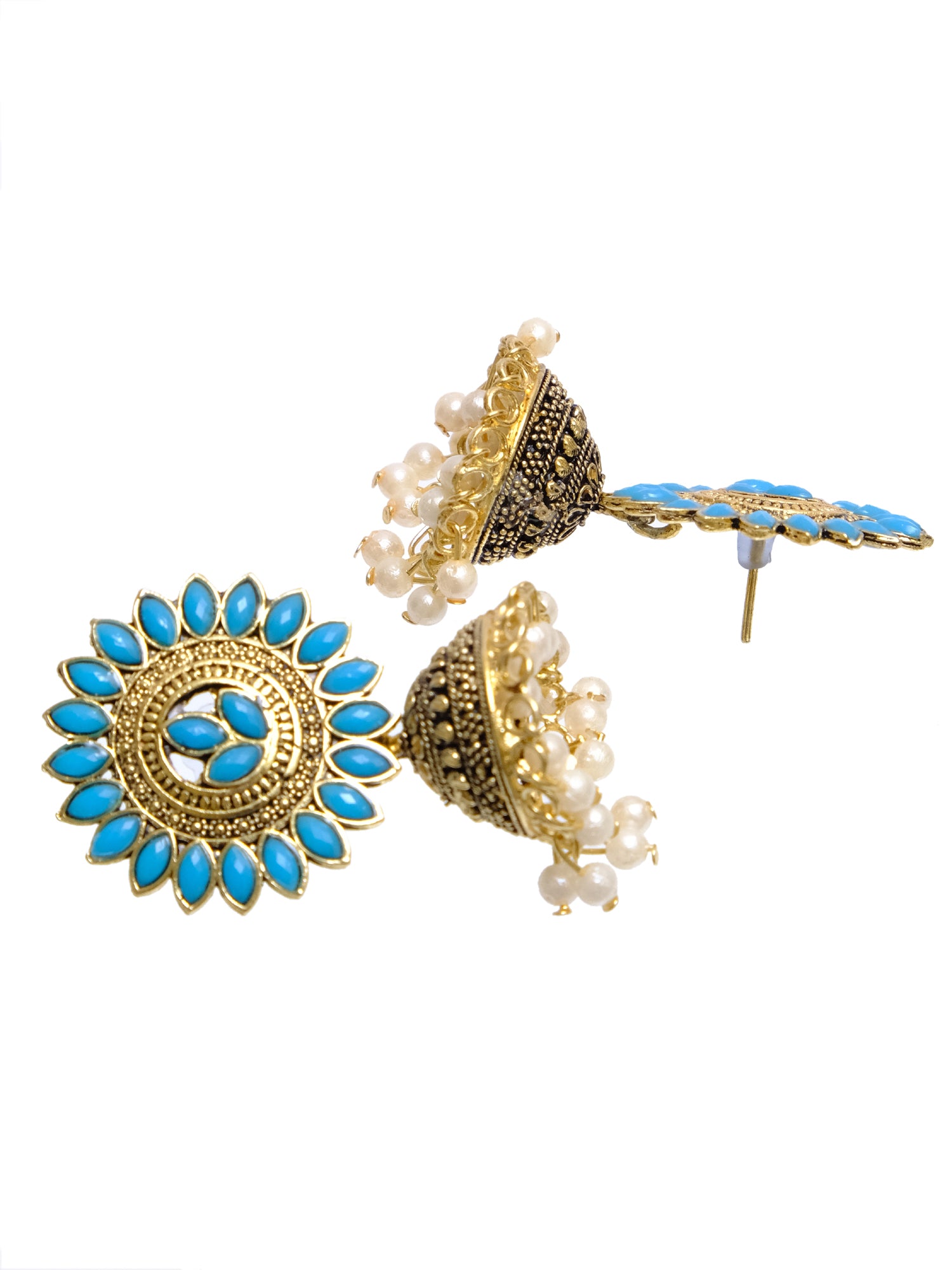 Antique Gold Leaf Jhumka Earrings for Trendy Women