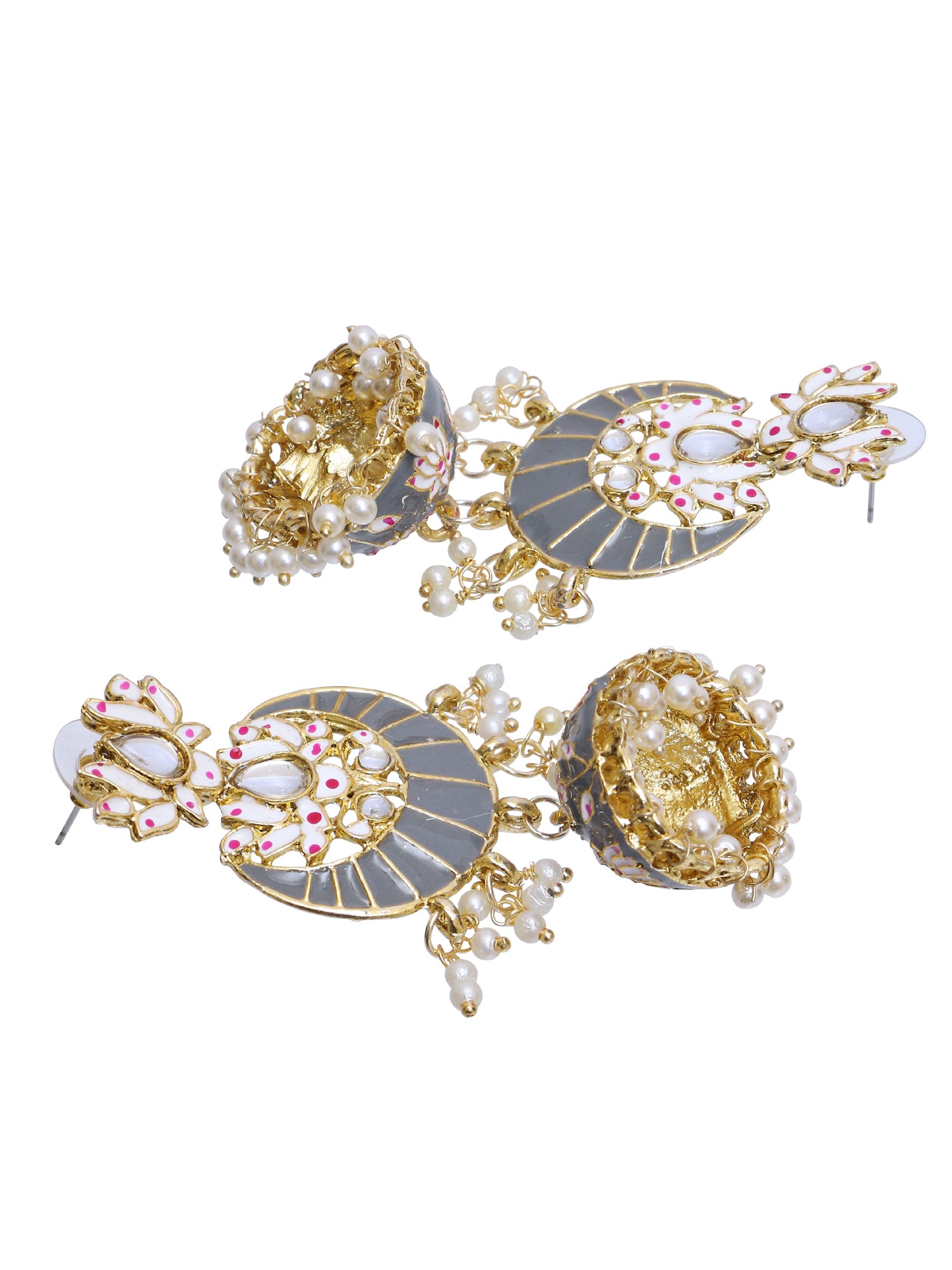 Naaz Jhumka-Traditional Indian Meenakari Lotus Chandbali Jhumki Earrings