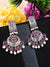 Oxidized Silver Pink Drop & Dangler Earrings RAE0654