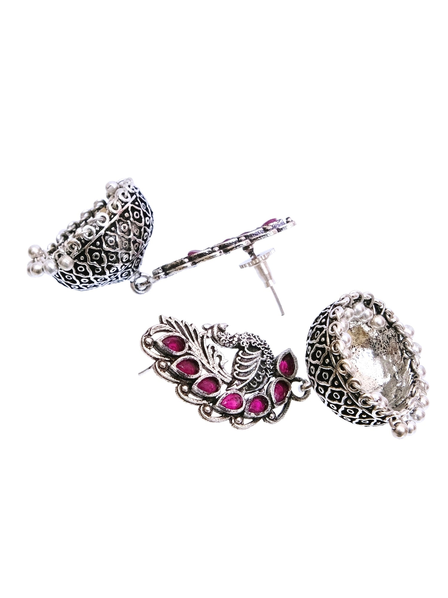 Gorgeous Peacock Jhumka Earrings - Trendy & Unique Silver Oxidised Women Collection