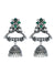 Oxidized Silver Plated crystal Studded Peacock Jhumka Earrings for Women/Girls