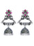 Oxidized Silver Plated crystal Studded Peacock Jhumka Earrings for Women/Girls