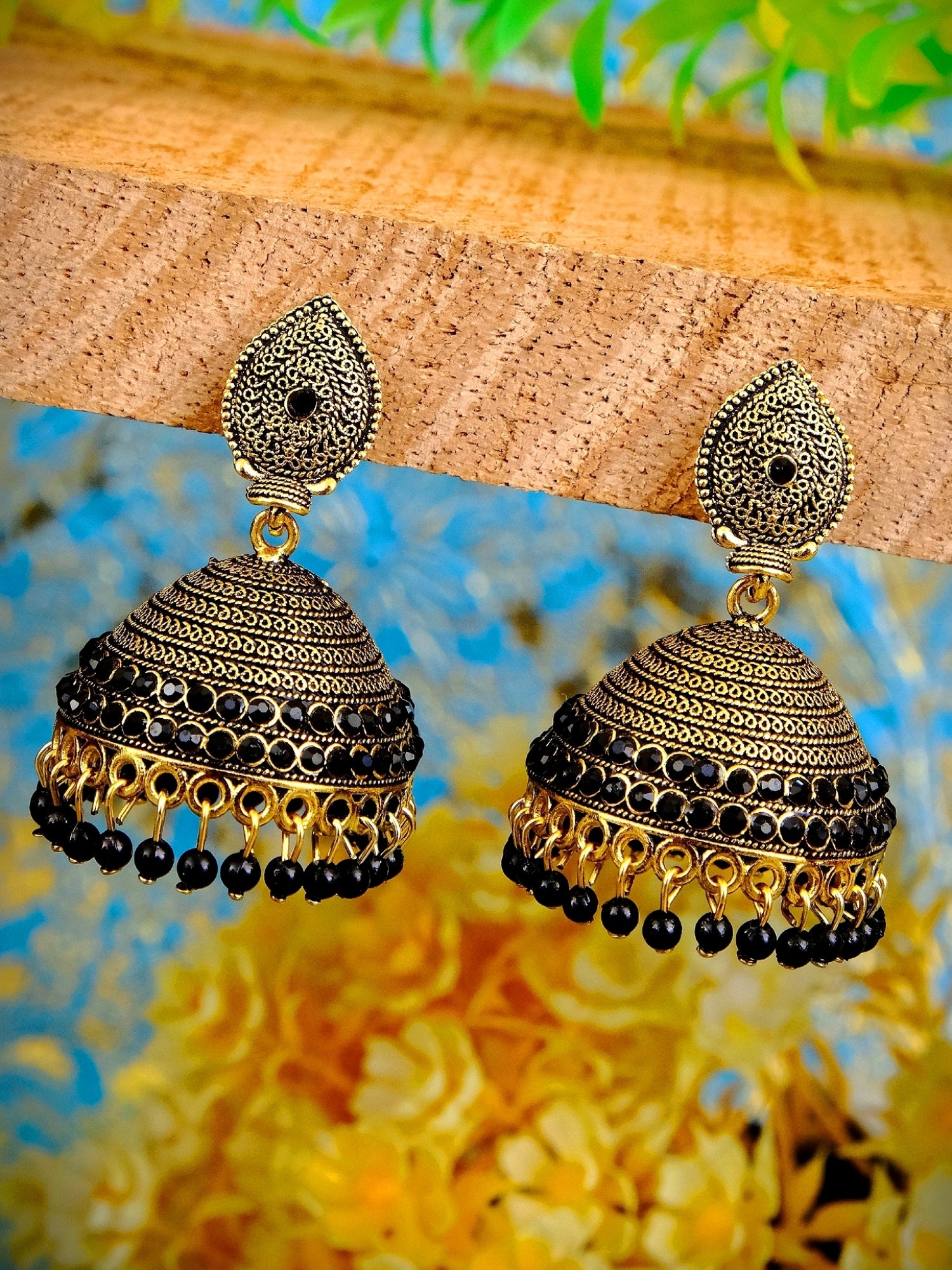 Traditional Antique Gold Plated Big Party Wear Jhumka Jhumki Earring