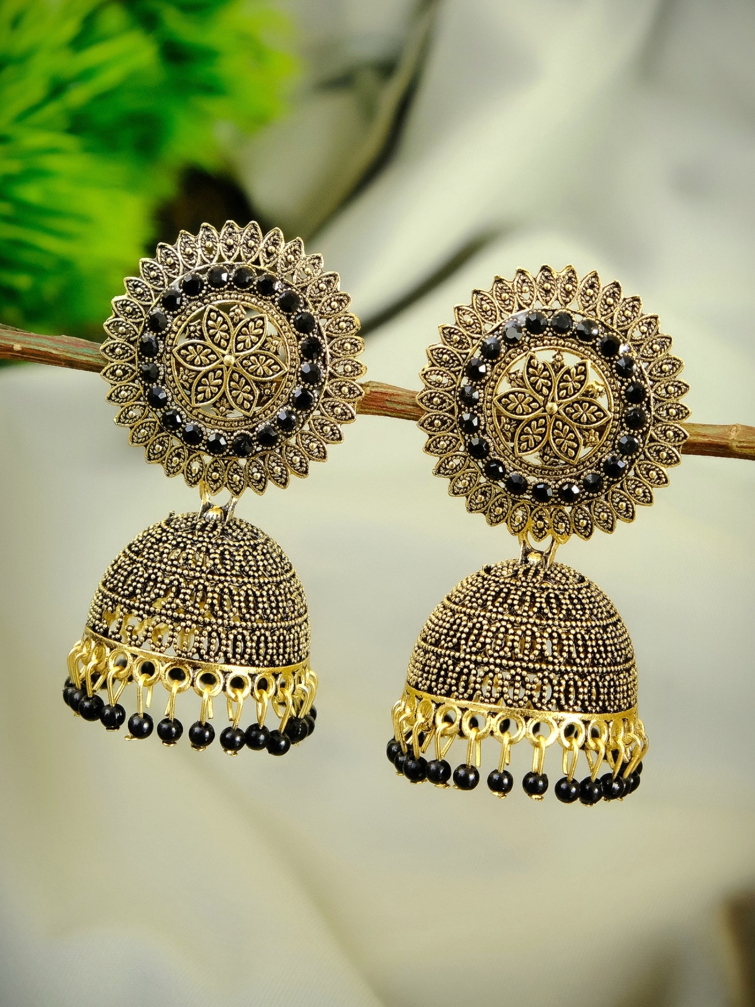 Traditional Gold Plated Small Drop Jhumka Earrings with Pearl Details