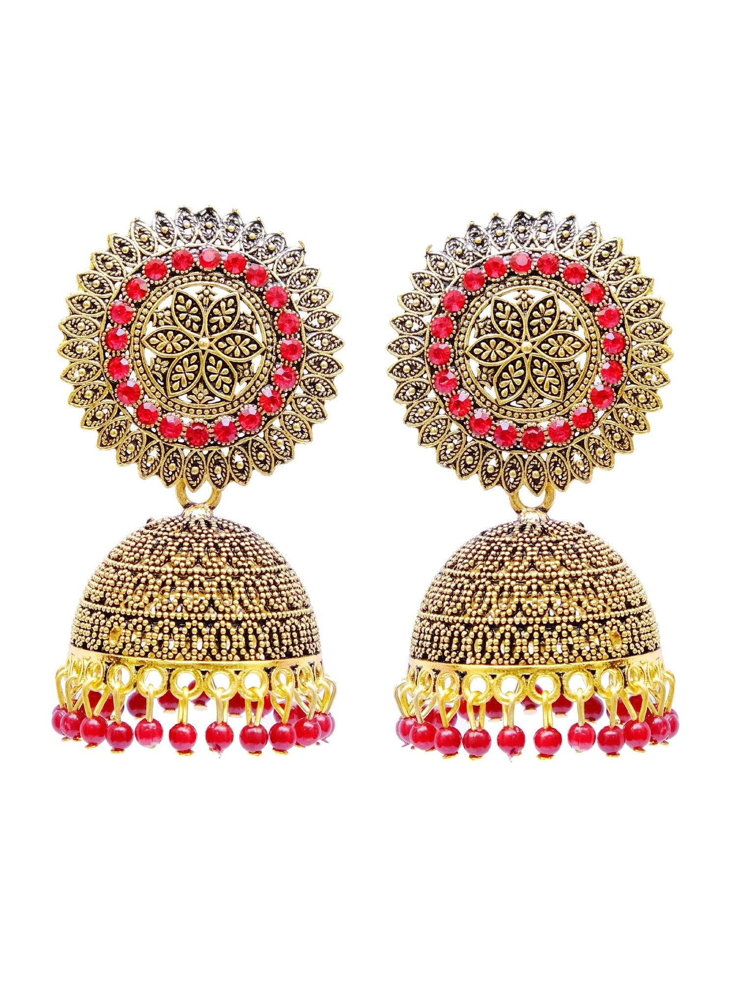 Traditional Gold Plated Small Drop Jhumka Earrings with Pearl Details