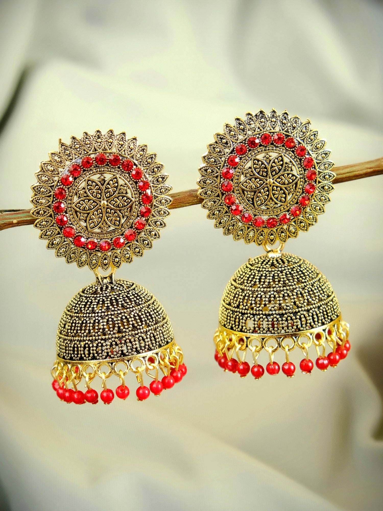 Traditional Gold Plated Small Drop Jhumka Earrings with Pearl Details