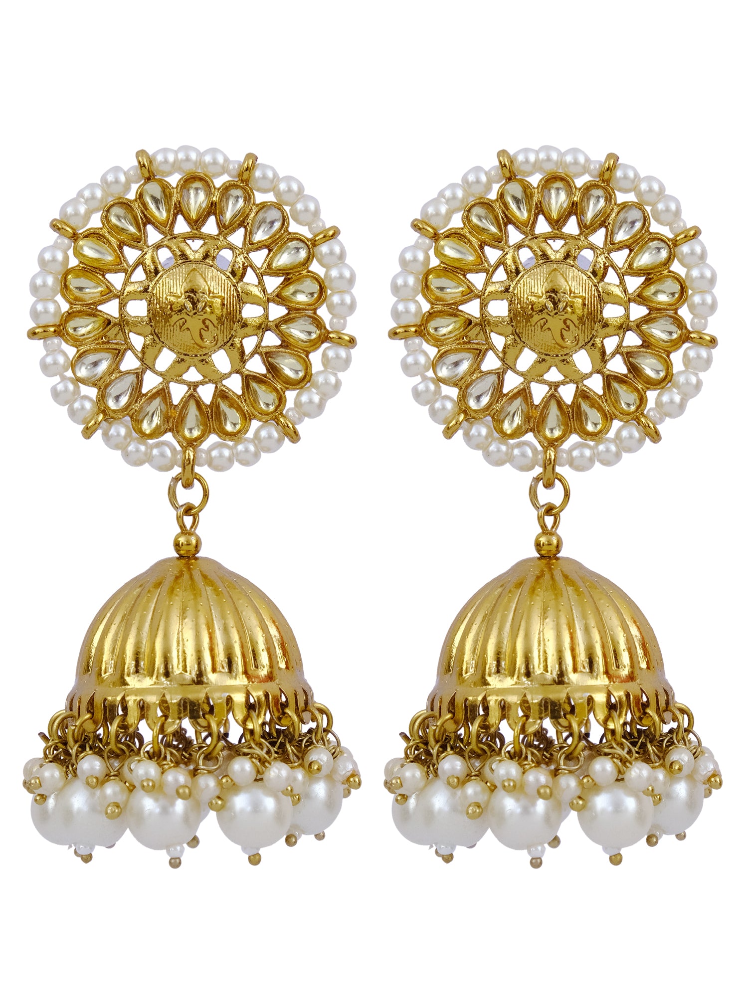 Traditional Gold-Plated Pearls Jhumkas  for Girls and Women