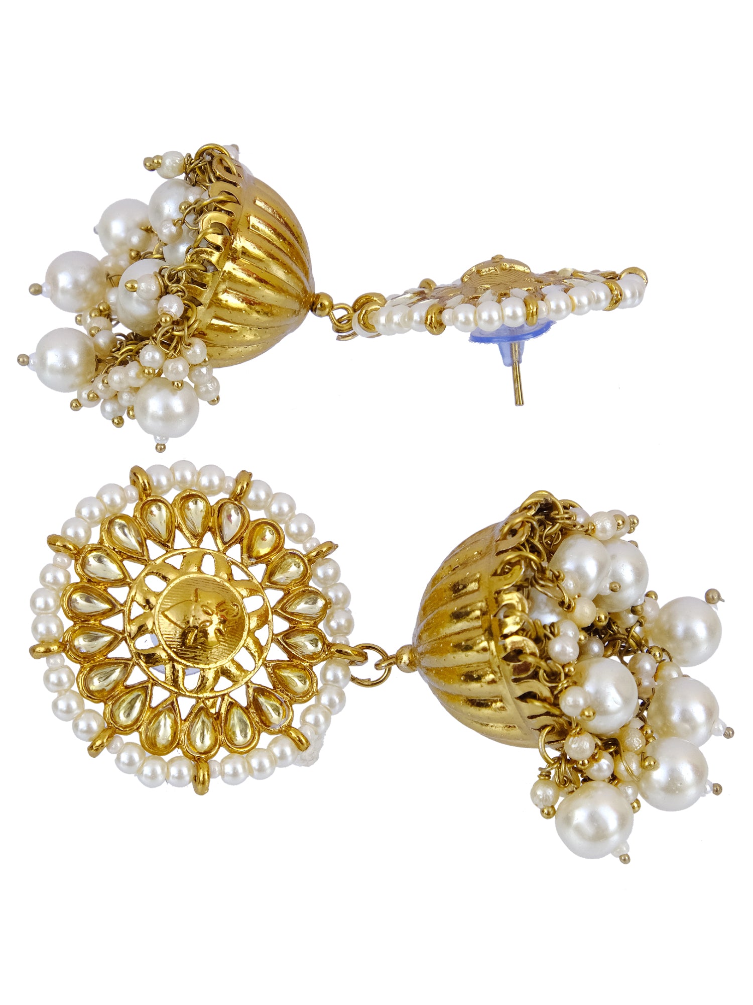 Traditional Gold-Plated Pearls Jhumkas  for Girls and Women