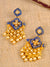 Gold-Plated Antique Floral Check  Kundan Blue and White Pearls Earrings RAE0824