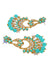 Gold Plated Long Floral Skyblue Pearl &amp; Stone Chandbali Earrings RAERAE0836