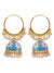Gold plated Kundan Flower Meenakari Blue Hoop Jhumka  Earrings  With White Pearl Earrings RAE0860