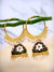 Gold plated Kundan Flower Meenakari Black Hoop Jhumka  Earrings  With White Pearl Earrings RAE0864