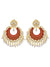 Gold Plated Designer Studded Kundan Red Dangler Earring With Pearls RAE0872