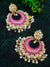 Gold Plated Designer Studded Kundan Pink Dangler Earring With Pearls RAE0873
