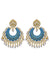 Gold Plated Designer Studded Kundan Blue Dangler Earring With Pearls RAE0875