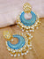Gold Plated Designer Studded Kundan Blue Dangler Earring With Pearls RAE0875