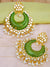 Gold Plated Designer Studded Kundan Green Dangler Earring With Pearls RAE0876