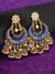 Gold Plated Little Jhumkis Hanging Studded Navy Blue The Aliyah Chandbali Earrings RAE0878