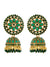 Gold Plated Meenakari Floral Green Jhumka Earrings With White Pearl RAE0913