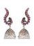 Oxidised German Silver Meenakari Beautiful Light Pink Peacock Design Jhumka Earring  RAE0919