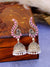 Oxidised German Silver Meenakari Beautiful Light Pink Peacock Design Jhumka Earring  RAE0919