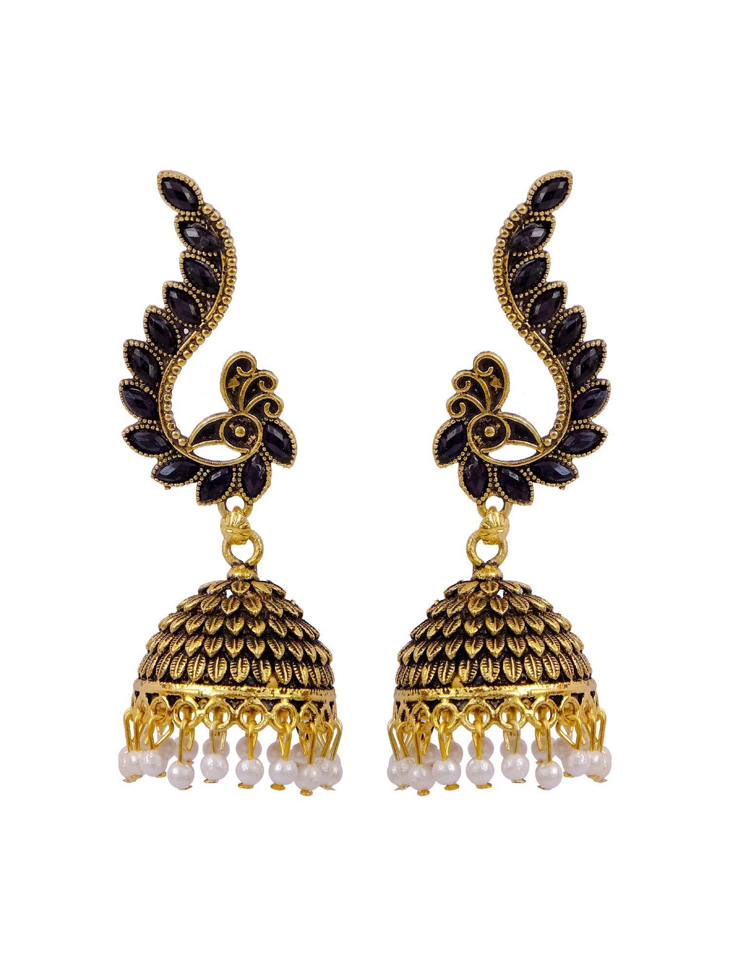Gold Plated Meenakari Peacock Jhumka Earrings for Trendy Women