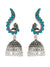 Oxidised German Silver Meenakari Beautiful Blue Peacock Design Jhumka Earring  RAE0932