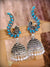Oxidised German Silver Meenakari Beautiful Blue Peacock Design Jhumka Earring  RAE0932