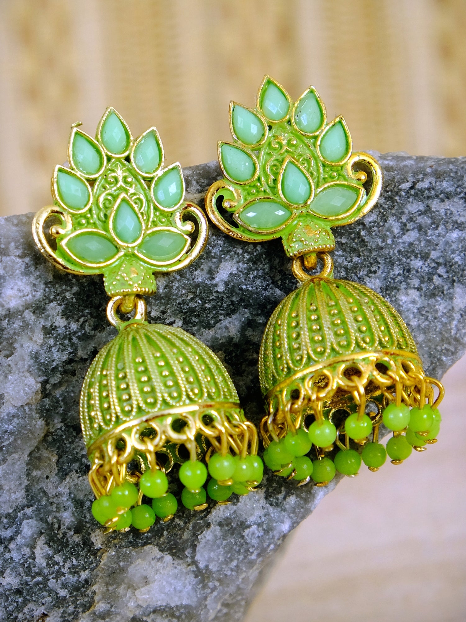 Antique Gold Plated Maharani Jhumka - Floral Jhumki Style Earrings for Women